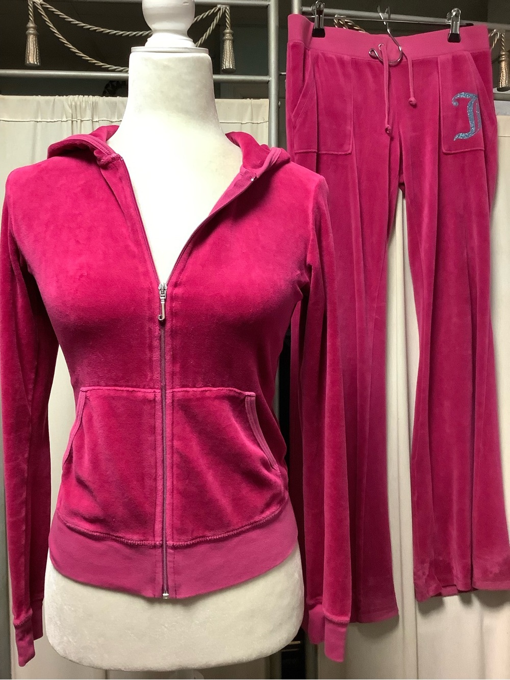 Juicy Couture Y2K Velour Zip-Up Hoodie & Flare Pants